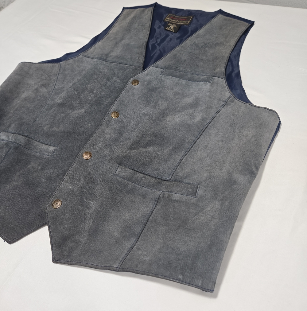 Vintage John Blair Suede Leather Snap Button Western Rodeo Vest Mens Large